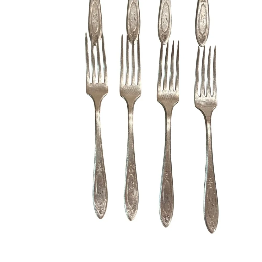 Set of (11) Community Plate (Oneida) ADAM 1917 Silverplate Forks Monogrammed